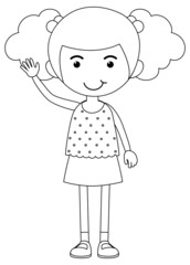 A girl black and white doodle character