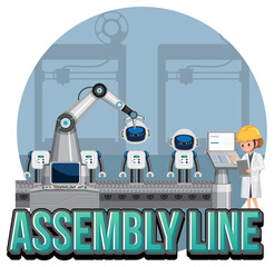 Production process concept with assembly line banner design