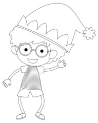 A boy doodle outline for colouring