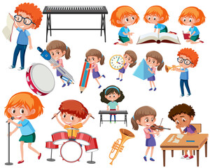 Collection of many kids doing different activities