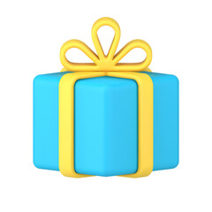Gift box with bow for holiday congratulations 3d icon vector illustration