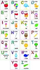Alphabet chart vector image. alphabet flash card.