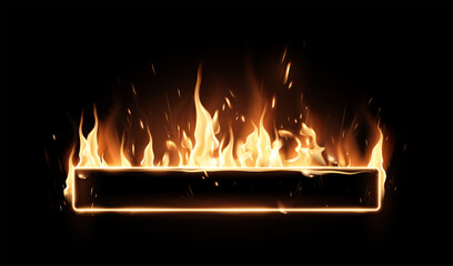 Burning frame. A special transparent smoke effect. Highly realistic illustration.