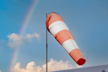 Wind cone for airport. Airdrome meteo equipment for safety flights