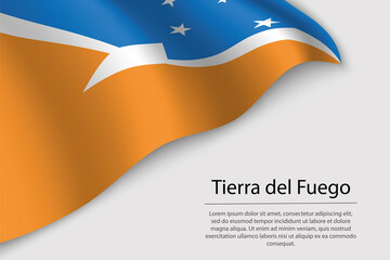 Obraz na płótnie Canvas Wave flag of Tierra del Fuego is a state of Argentina
