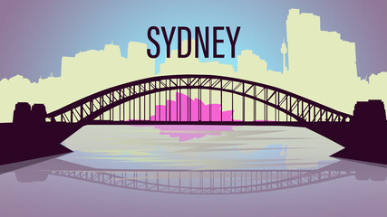 silhouette of Sydney in soft colors for digital things