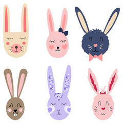 Bundle of funny bunny faces