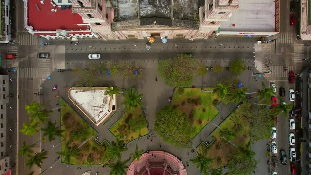 Aerial view of Tampico central park and  and cathedral