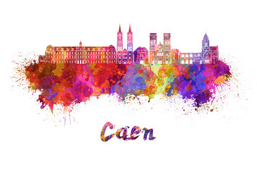 Caen skyline in watercolor