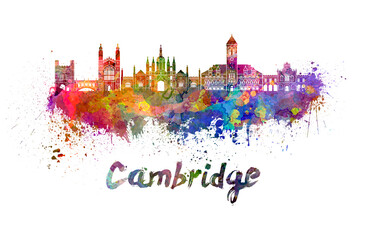 Cambridge skyline in watercolor