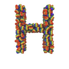 Rainbow Love Hearts Font Letter H