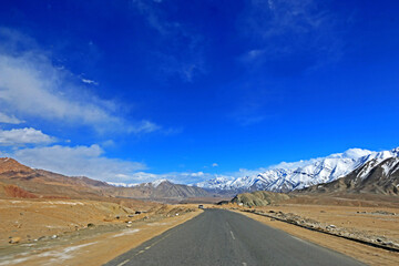 View of nature on the top of mountain in Leh Ladakh, India