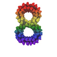 Rainbow Hearts Themed Font Number 8