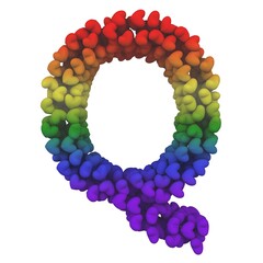 Rainbow Hearts Themed Font Letter Q