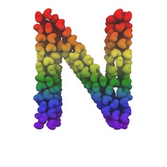 Rainbow Hearts Themed Font Letter N