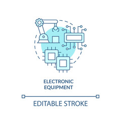 Electronic equipment turquoise concept icon. Building devices components. Subsector abstract idea thin line illustration. Isolated outline drawing. Editable stroke. Arial, Myriad Pro-Bold fonts used