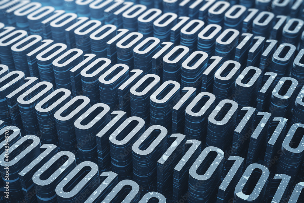 Aufkleber Abstract 10 blue coding backdrop. Technology and programming concept. 3D Rendering.