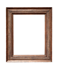 Fototapeta premium Vintage golden wood frame isolated on white background