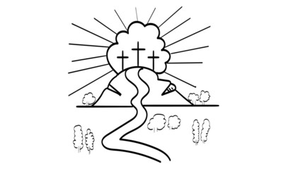 Fototapeta premium He is Risen Easter Background. Illustration for print or use as poster, card, flyer or T Shirt