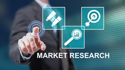 Man touching a market research concept