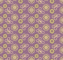 Japanese Luxury Round Flower Motif Vector Seamless Pattern