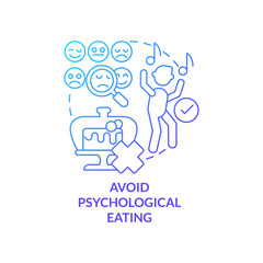 Avoid psychological eating blue gradient concept icon. Control emotional eating. Maintaining weight after diet abstract idea thin line illustration. Isolated outline drawing. Myriad Pro-Bold font used