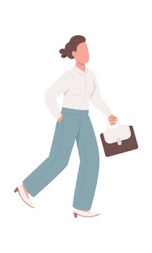 Office lady wearing light pantsuit semi flat color vector character. Running figure. Full body person on white. Simple cartoon style illustration for web graphic design and animation