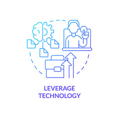 Leverage technology blue gradient concept icon. Smart system. Way to increase business efficiency abstract idea thin line illustration. Isolated outline drawing. Myriad Pro-Bold font used