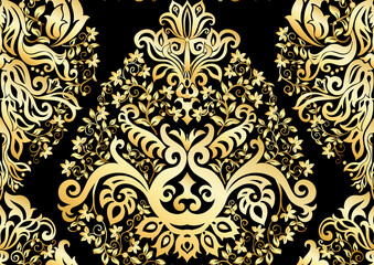 Obraz premium Classical luxury old fashioned damask ornament, royal victorian floral baroque. Seamless pattern, background. Vector illustration.