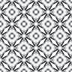 Fototapeta premium Geometric seamless pattern, ornament, abstract black and white background, fashion print, vector decorative texture.