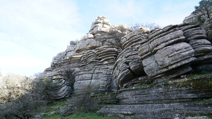 El Torcal de Antequera rock and boulder landscapes in the Malaga region of Spain.