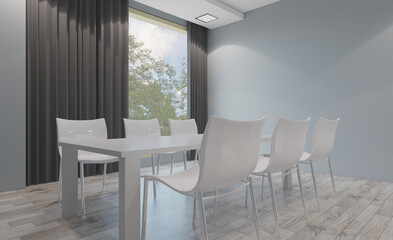 Modern office building interior. 3D rendering.