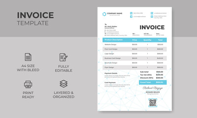 Modern Creative & Clean Business Invoice Design Template, A4 Invoice vector & illustration Design Template