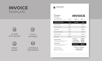 Modern Creative & Clean Business Invoice Design Template, A4 Invoice vector & illustration Design Template