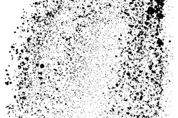 Black grainy texture isolated on white background. Dust overlay. Dark noise granules. Digitally generated image. Vector design elements. Illustration, Eps 10.