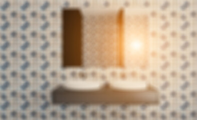 Scandinavian bathroom, classic  vintage interior design. 3D rend. Abstract blur phototography.