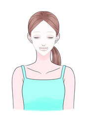 Illustration of a woman wearing a face pack(color)