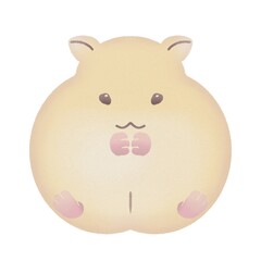 パステルカラーで優しい色合いのハムスターのイラスト