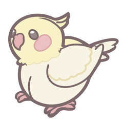 パステルカラーで優しい色合いのルチノーオカメインコのイラスト