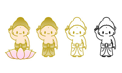 可愛い仏陀・お釈迦様・釈迦誕生仏・花祭り（灌仏会）天上天下唯我独尊のイラスト