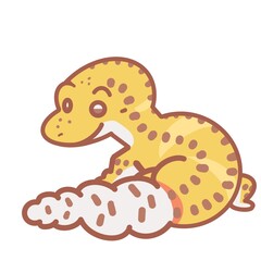 パステルカラーで優しい色合いのヒョウモントカゲモドキのイラスト