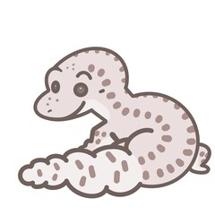パステルカラーで優しい色合いのヒョウモントカゲモドキのイラスト