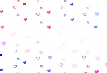 Light Blue, Red vector backdrop with sweet hearts.