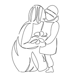 mother and daughter collecting leaves