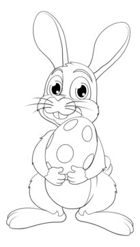 Easter Bunny Rabbit With Easter Egg Cartoon