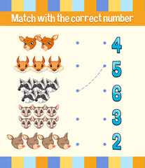 Match by count with different types of animals