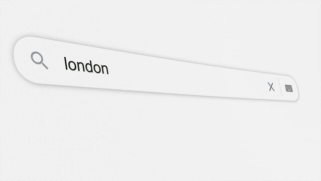 London being typed in the search bar. Web browser. Screen. Close up
