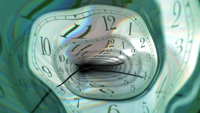 Time Distortion concept. The distortion of the Infinity clock dial. 3D Rendering.