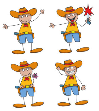 Cowboy avec différentes expressions