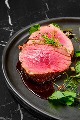 Grilled beef steak medium rare